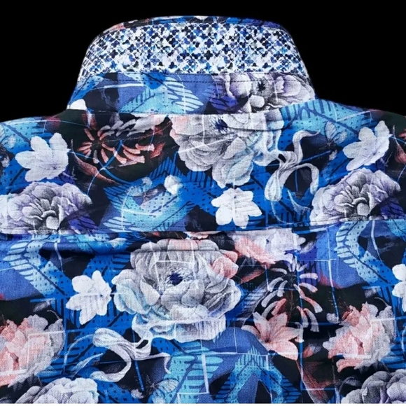 Robert Graham Geometric Floral Colorful Mens Large Blue Multicolor Sport Shirt - Picture 8 of 8